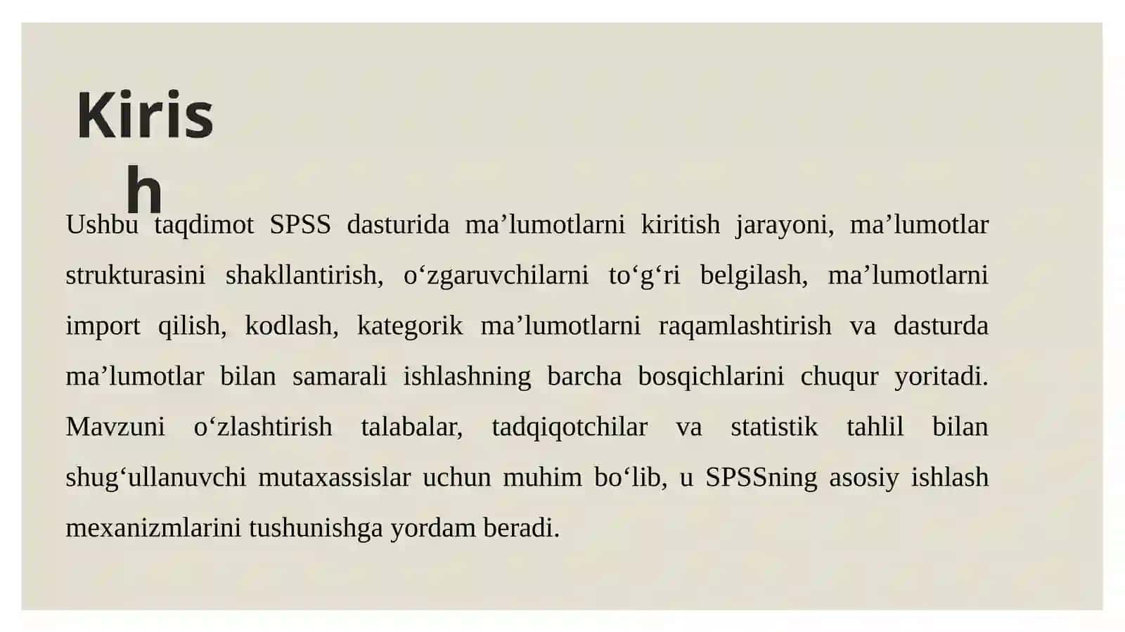 SPSSda ma'lumotlarni kiritish usullari 3