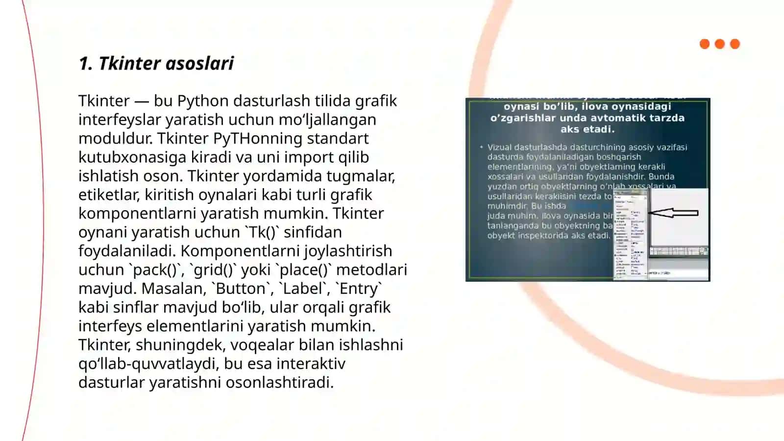 Tkinter kutubxonasi asosida ilovalar yaratish 3