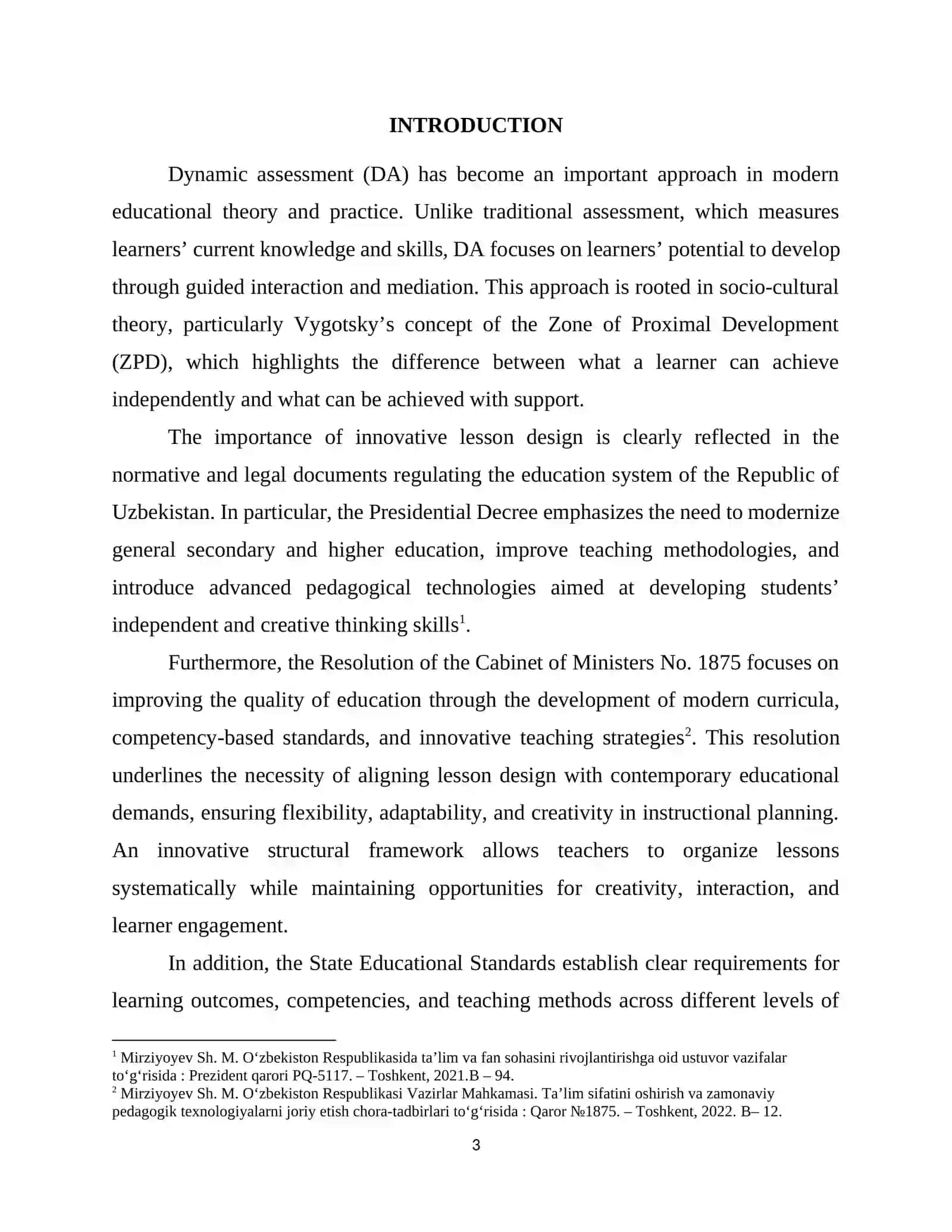 COURSE WORK: DYNAMIC ASSESSMENT IN ENGLISH LANGUAGE LEARNING 3