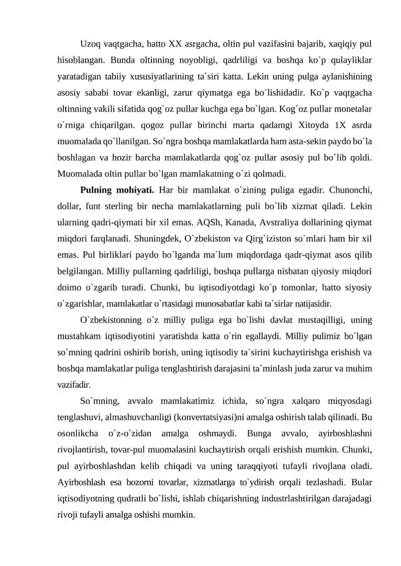 Pul tizimi mazmuni, turlari va elementlari 3