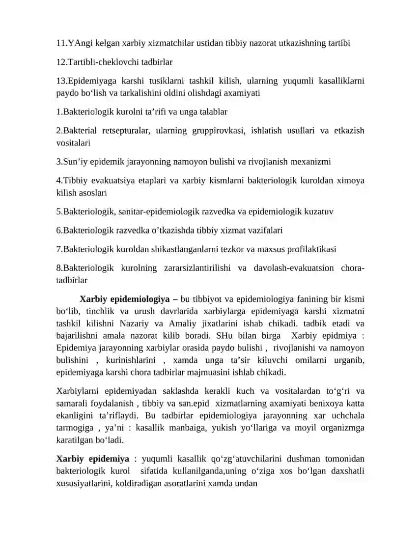 Harbiy epidemiologiyaning tarkibi va vazifalari 3