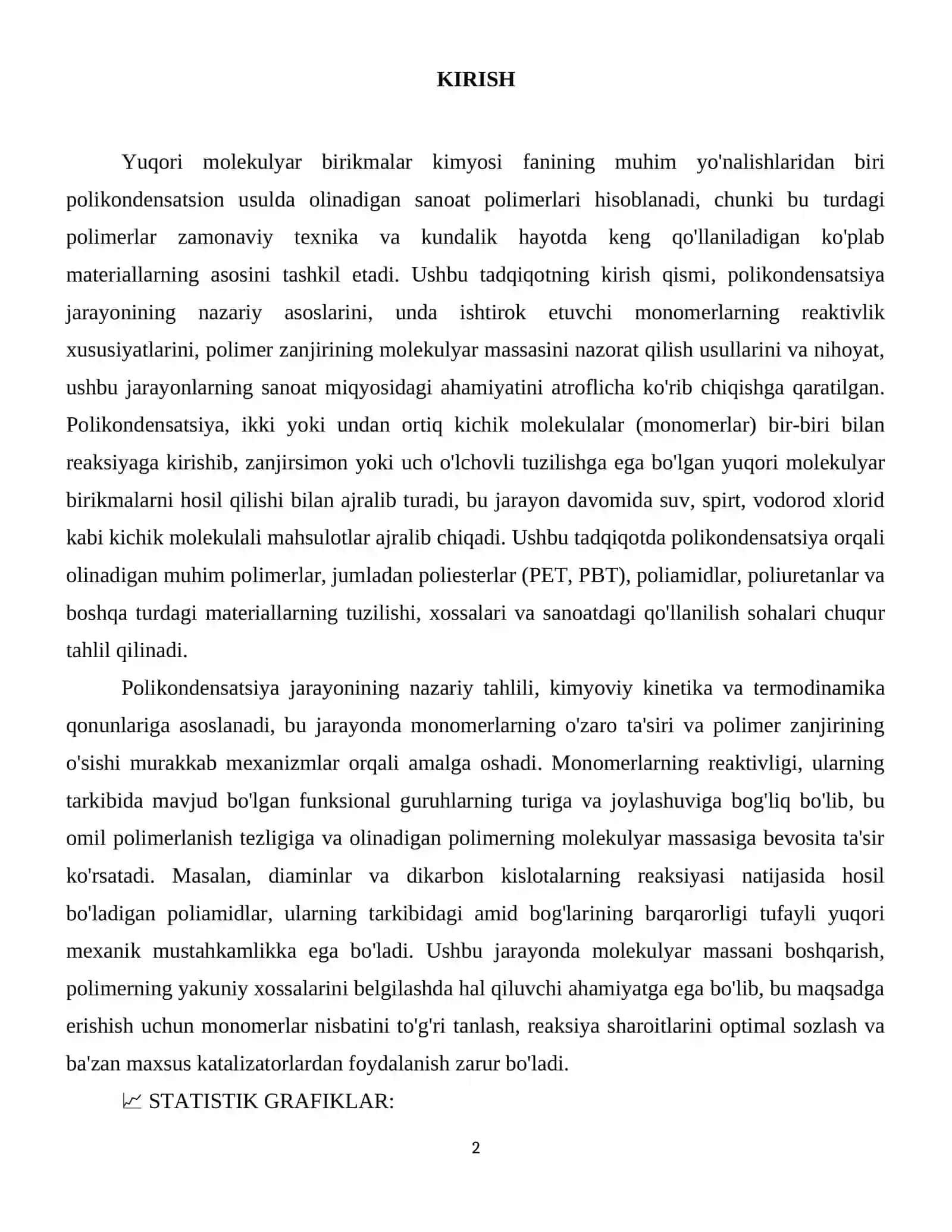Polikondensatsion usulda olinadigan sanoat polimerlari. 3