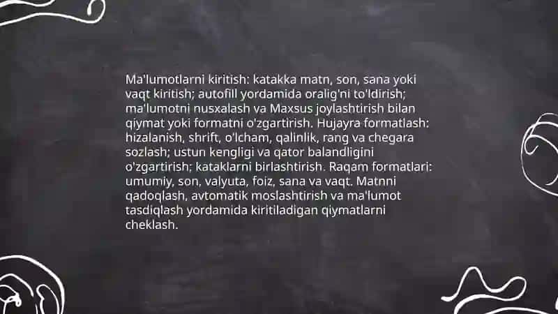 Jadval redaktorlari vositalari 3