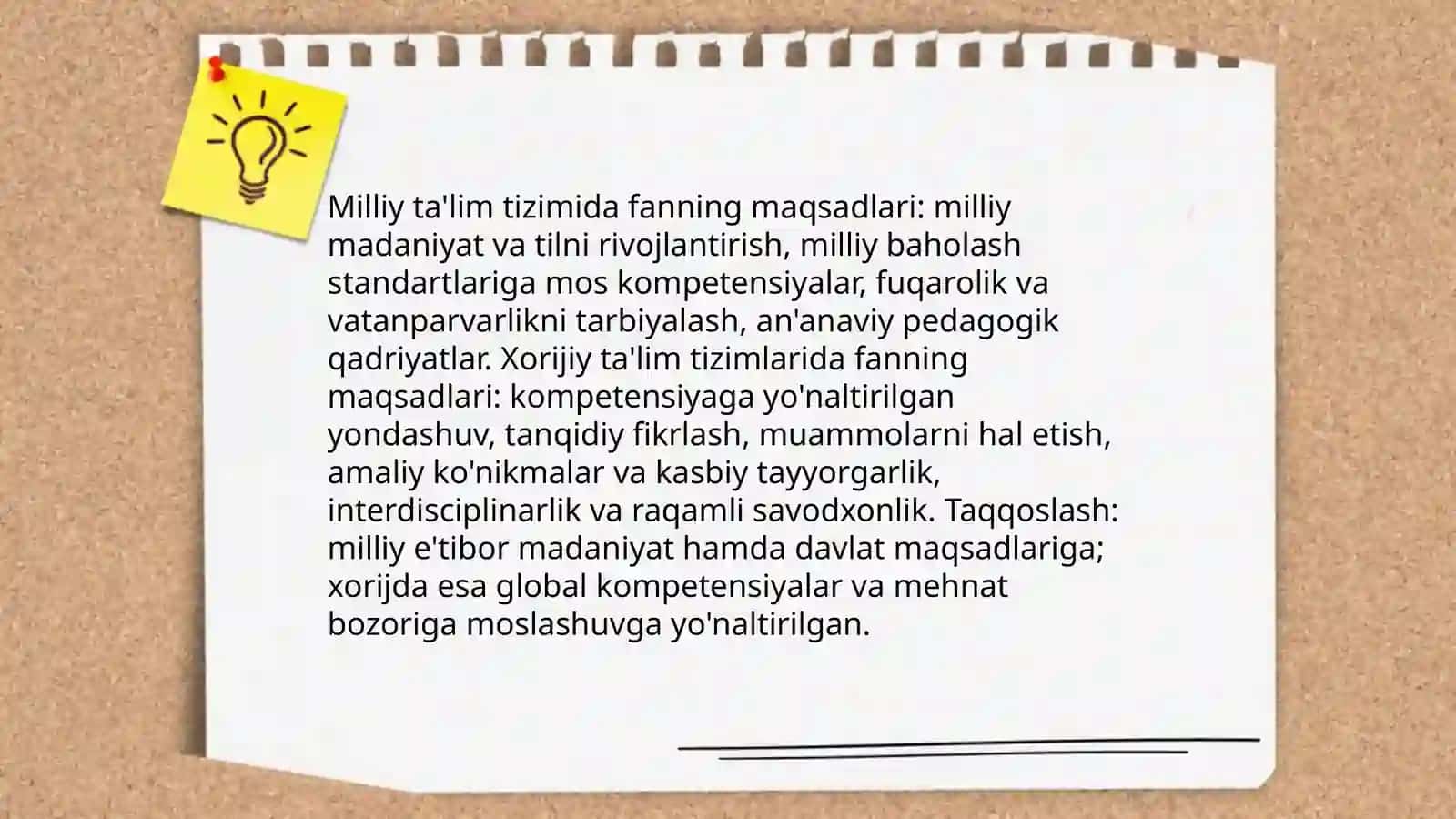 Fanning maqsad va vazifalari asosida milliy va xorijiytajribani qiyoslash 3