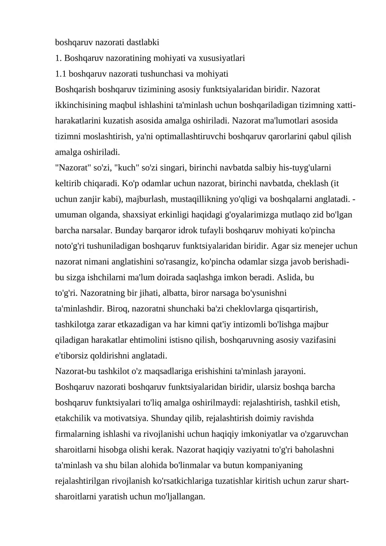 Boshqaruv nazorati va mohiyati, shakllari va amalga oshirish vositalari 3