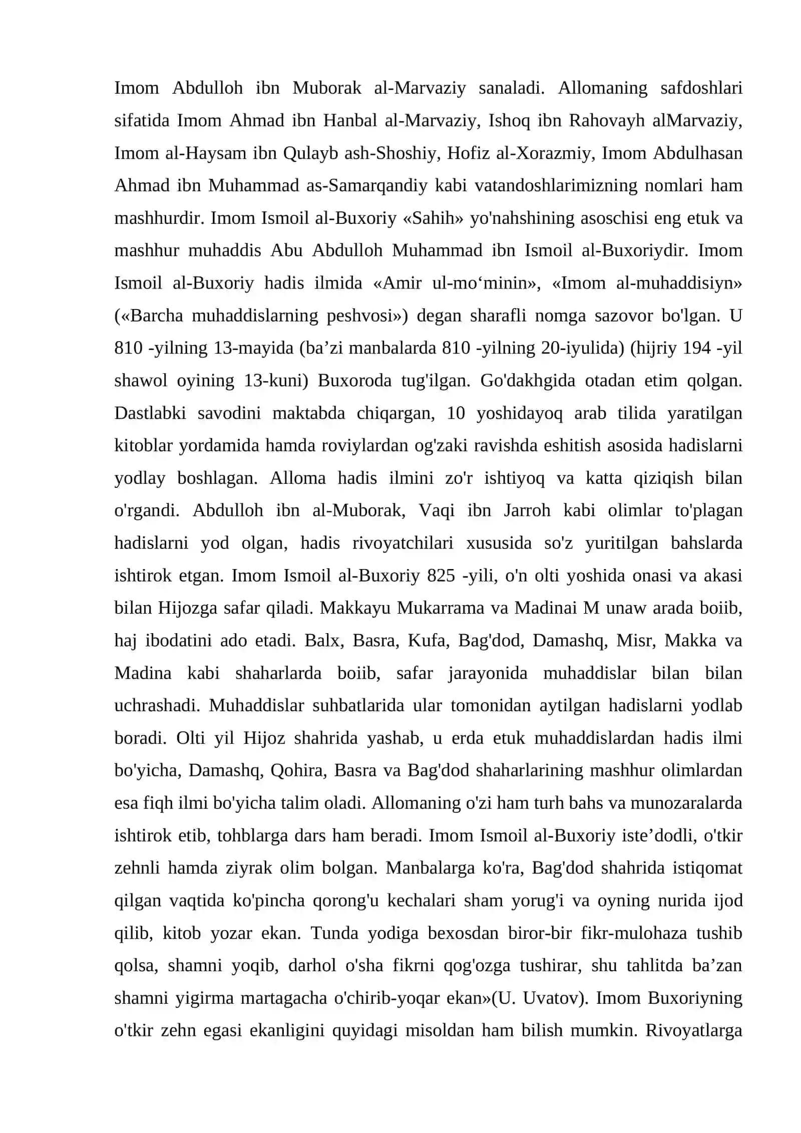 Imom al Buxoriy hadislarini o‘qish va talqin qilish 3