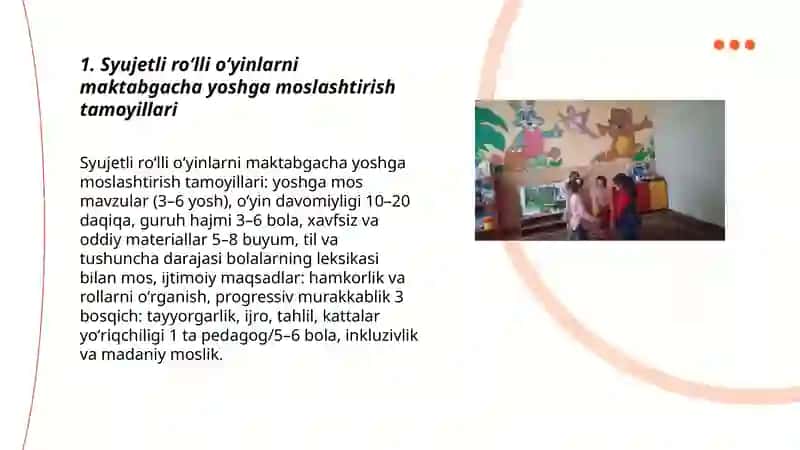 Syujetli roʻlli oʻyinlar maktabgacha yoshdagi bolalar uchun 3