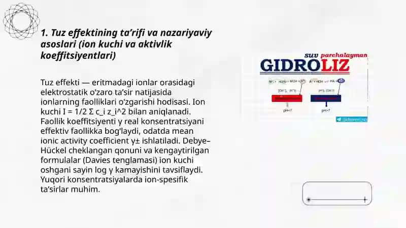 Tuz effekti va kimyoviy omillar 3