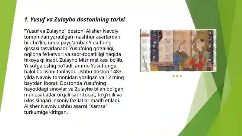 "Yusuf va Zulayho" turkumidagi dostonlarning shakllanishi 3