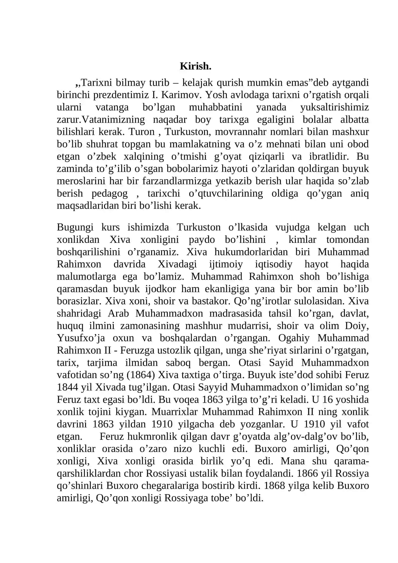 Muhammad Rahimxon II hukumronligi davrida Xiva xonligida iqtisodi jarayonlar KURS ISHI 3
