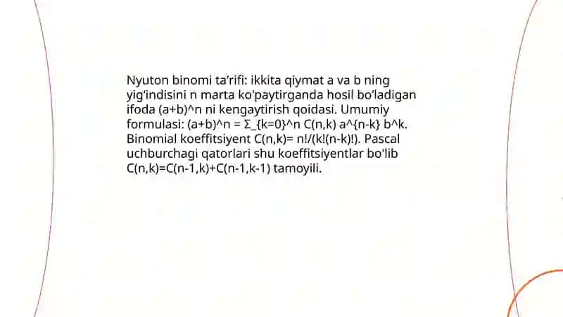 Nyuton binomi. Paskal uchburchagi 3