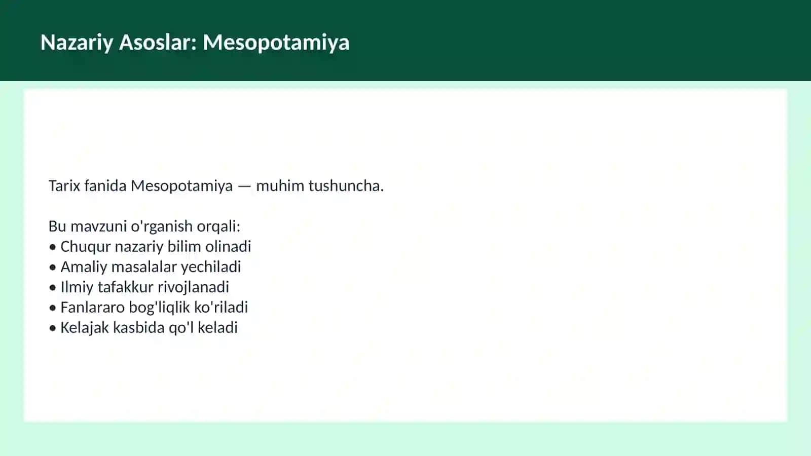 O'qituvchilar va talabalar uchun dars ishlanma 3