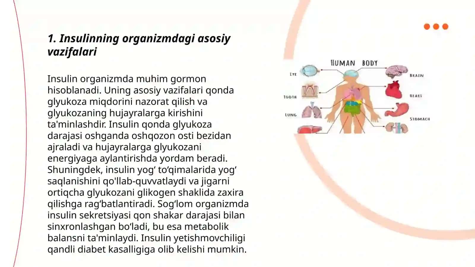 Odam organizmida kechadigan metobalik jarayonlarda insulin va glyukagonni roli 3