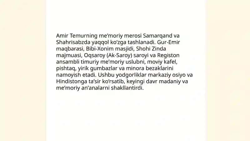 Amir temur va temuriylar davri madaniyati 3
