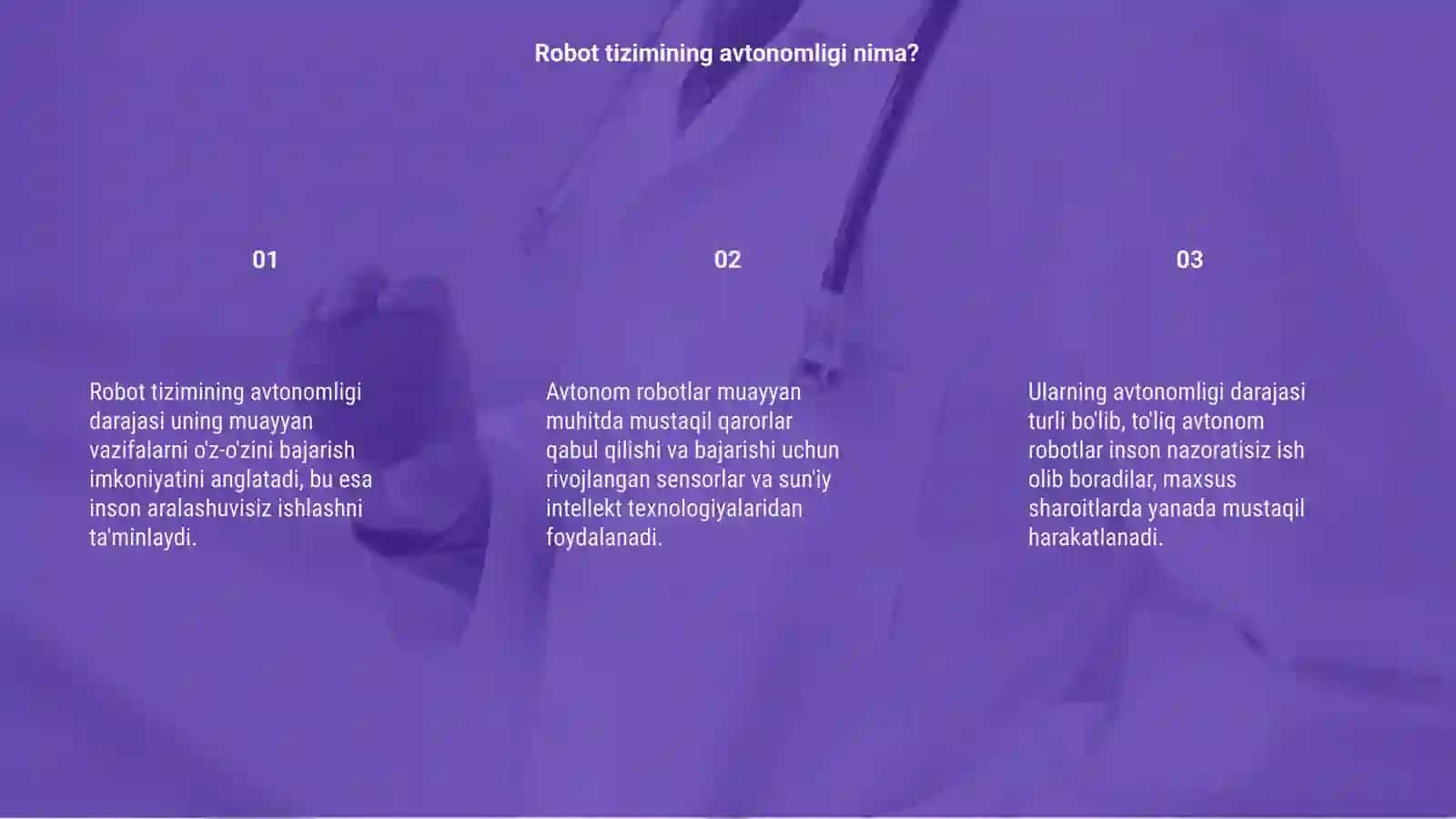 Robot tizimining avtonomligi darajasi 3