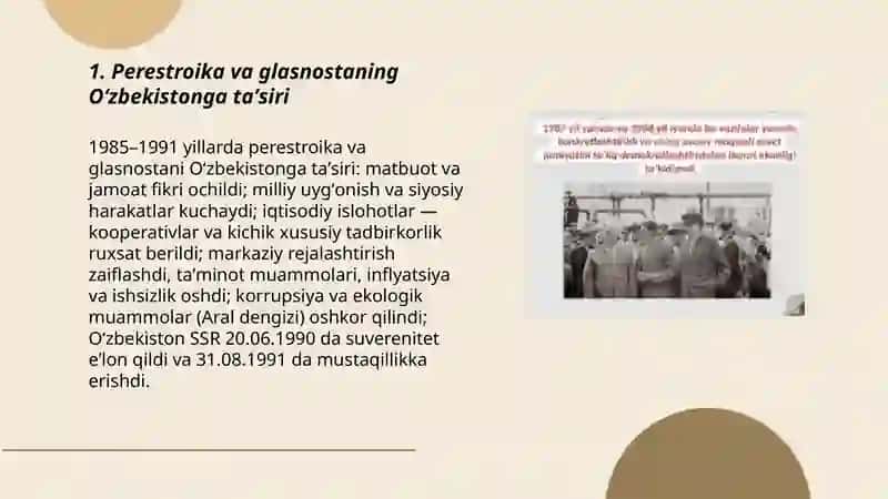 Perestroika va glasnostaning Oʻzbekistonga taʼsiri 3