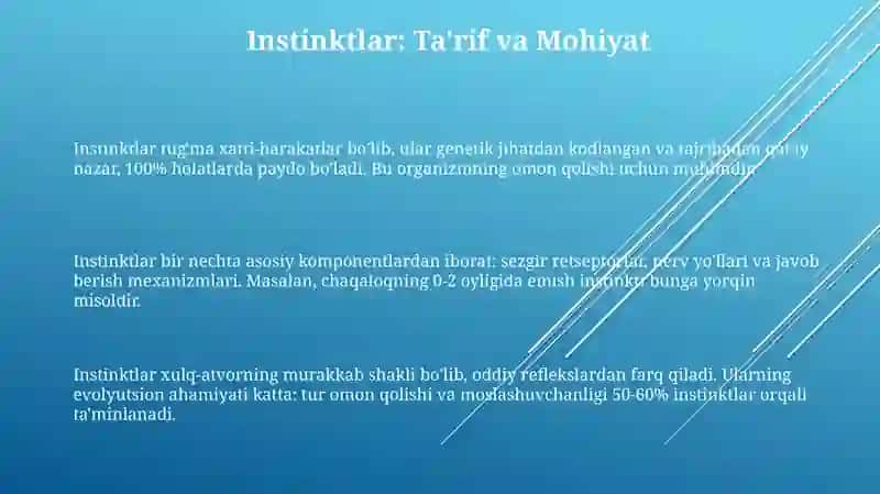 Instinktlar. Instinktlarning klassifikatsiyasi 3