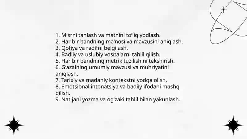MUMTOZ ADABIYOT JANRLARIDAN NAMUNALAR YOD OLISH VA TAHLIL QILISH 3
