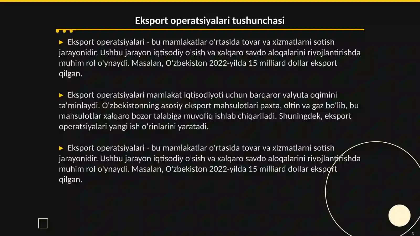 Eksport operasiyalari tahlili 3