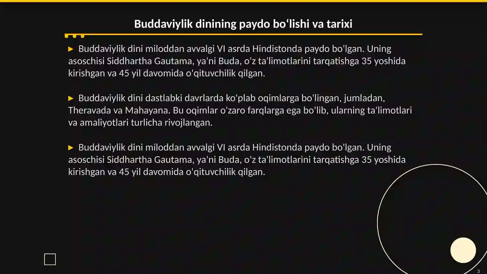 Buddaviylik dinining paydo bo‘lish tarixi, asosiy ta'limotlari, oqimlari va manbalari 3