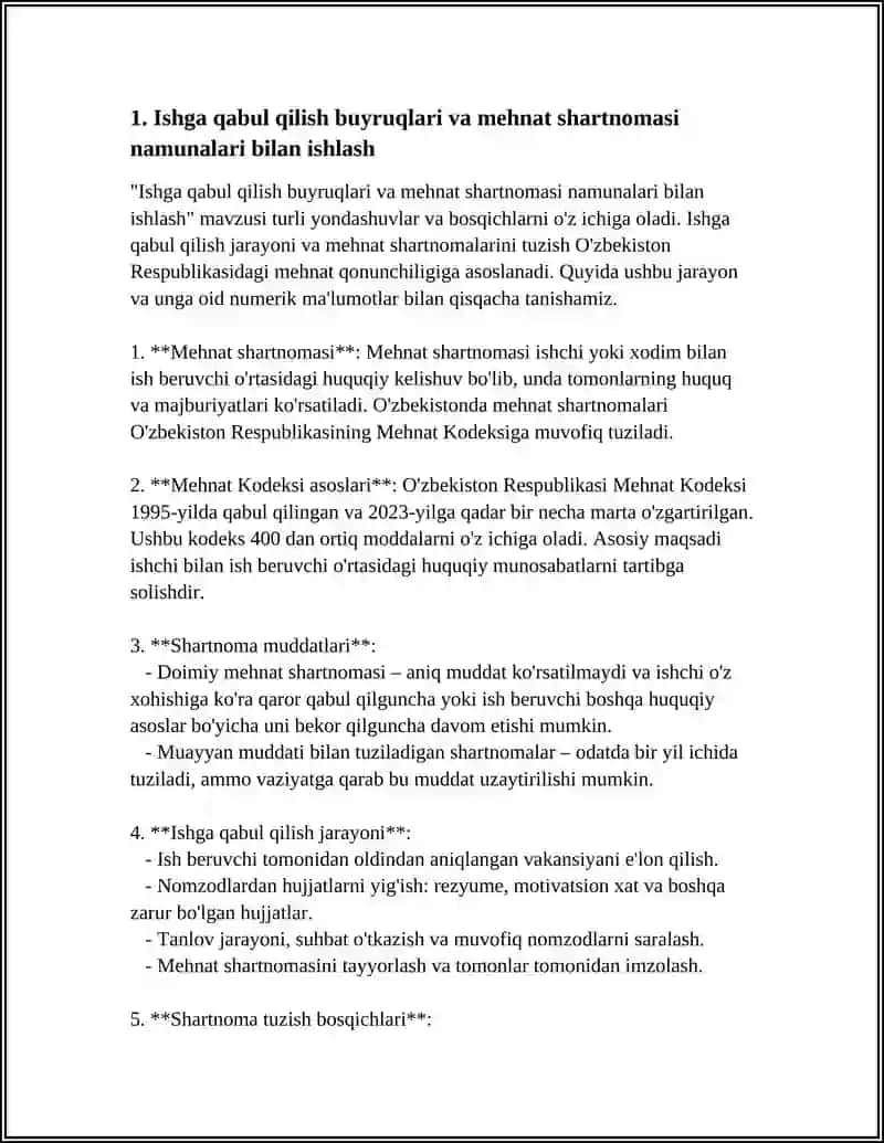 XODIMLAR FAOLIYATIGA OID HUJJAT NAMUNALARI BILAN ISHLASH 3