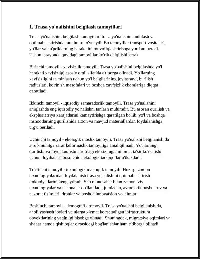TRASA YONALISHINING ASOSIY QOIDALARI 3