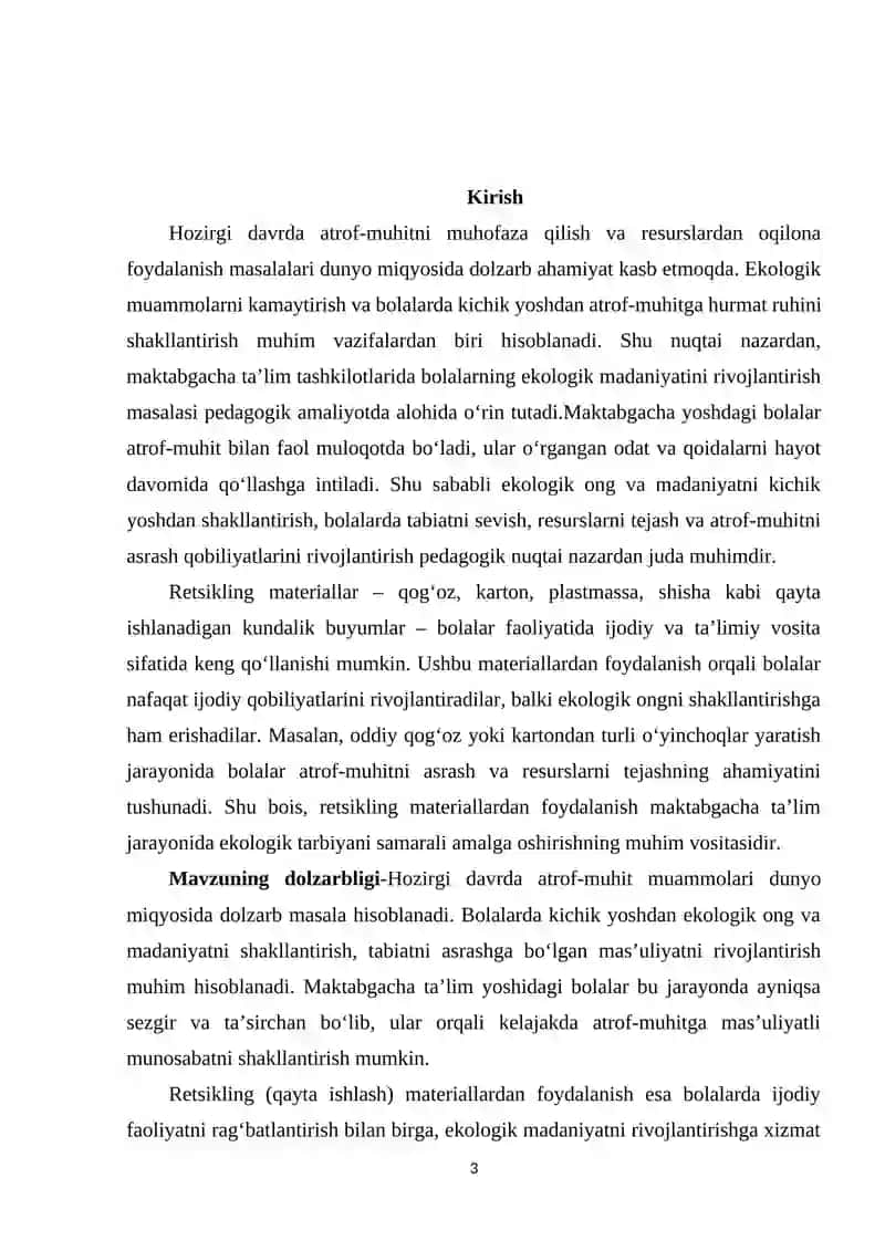 MAKTABGACHA TA’LIM TASHKILOTIDA RETSIKLING MATERIALLARDAN FOYDALANISH ORQALI BOLALARNING EKOLOGIK MADANIYATINI RIVOJLANTIRISH12.docx 3
