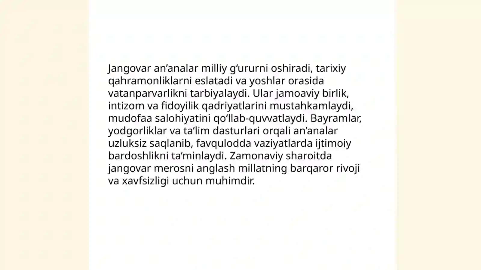 Jangovar va mehnat an'analarining bugungi kundagi ahamiyati 3