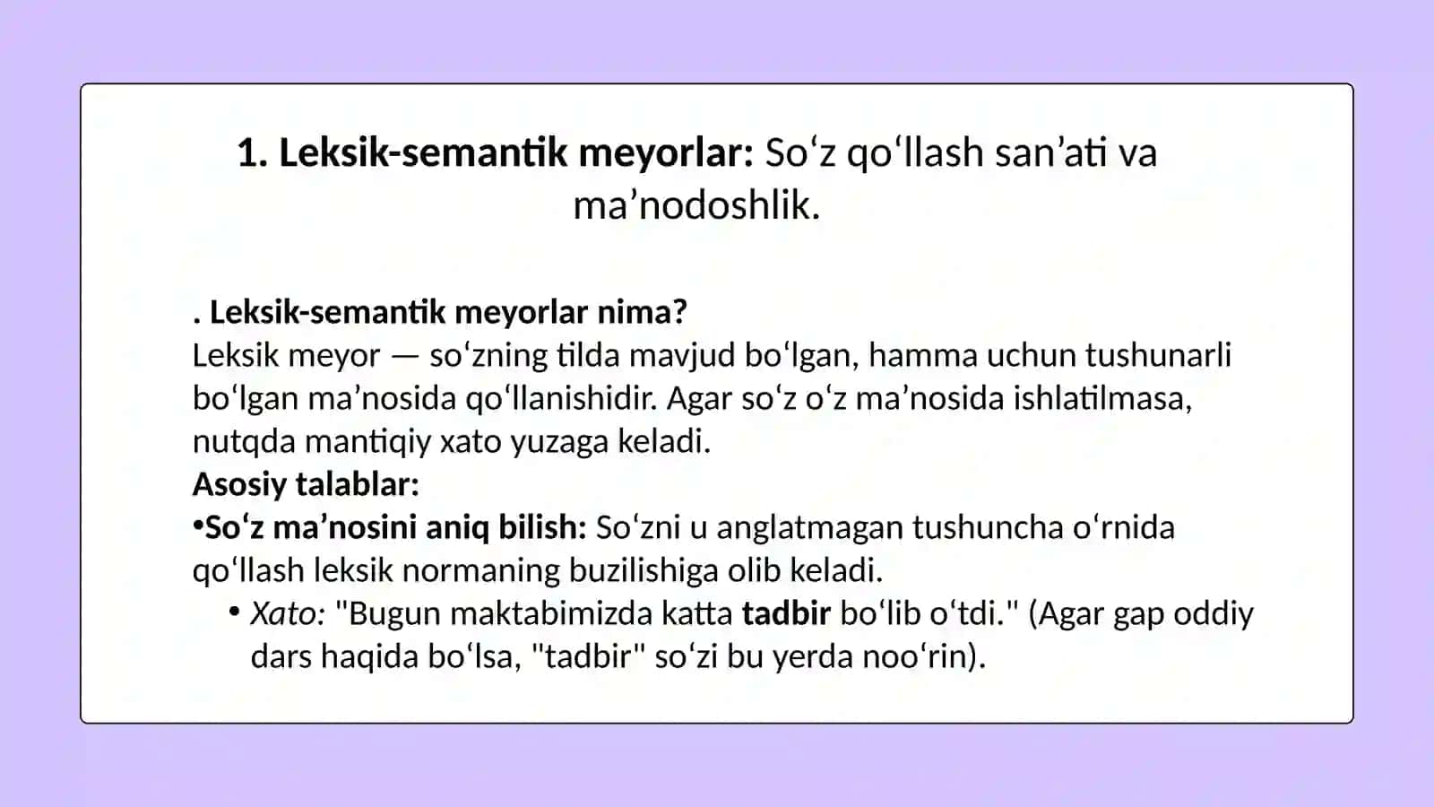 O'zbek adabiy tilimeyorlari 3