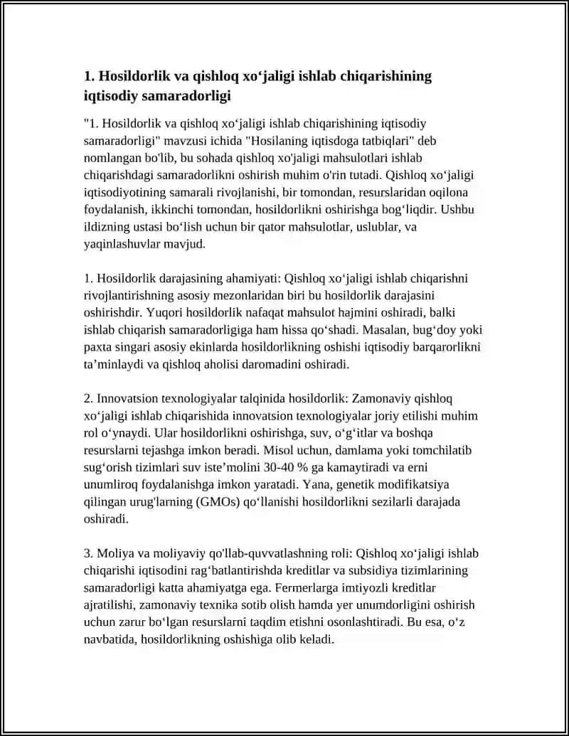 "Hosilaning iqtisodga tatbiqlari" Referat 3