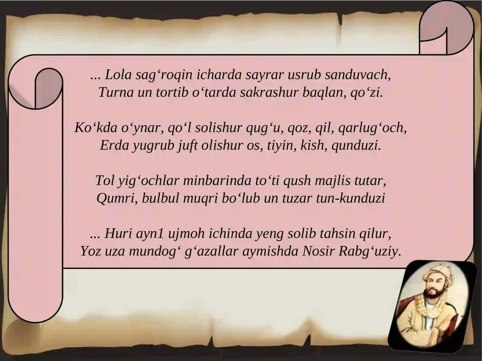 11-sinf Nosiruddin Rabg'uziy she'rlari haqida 3