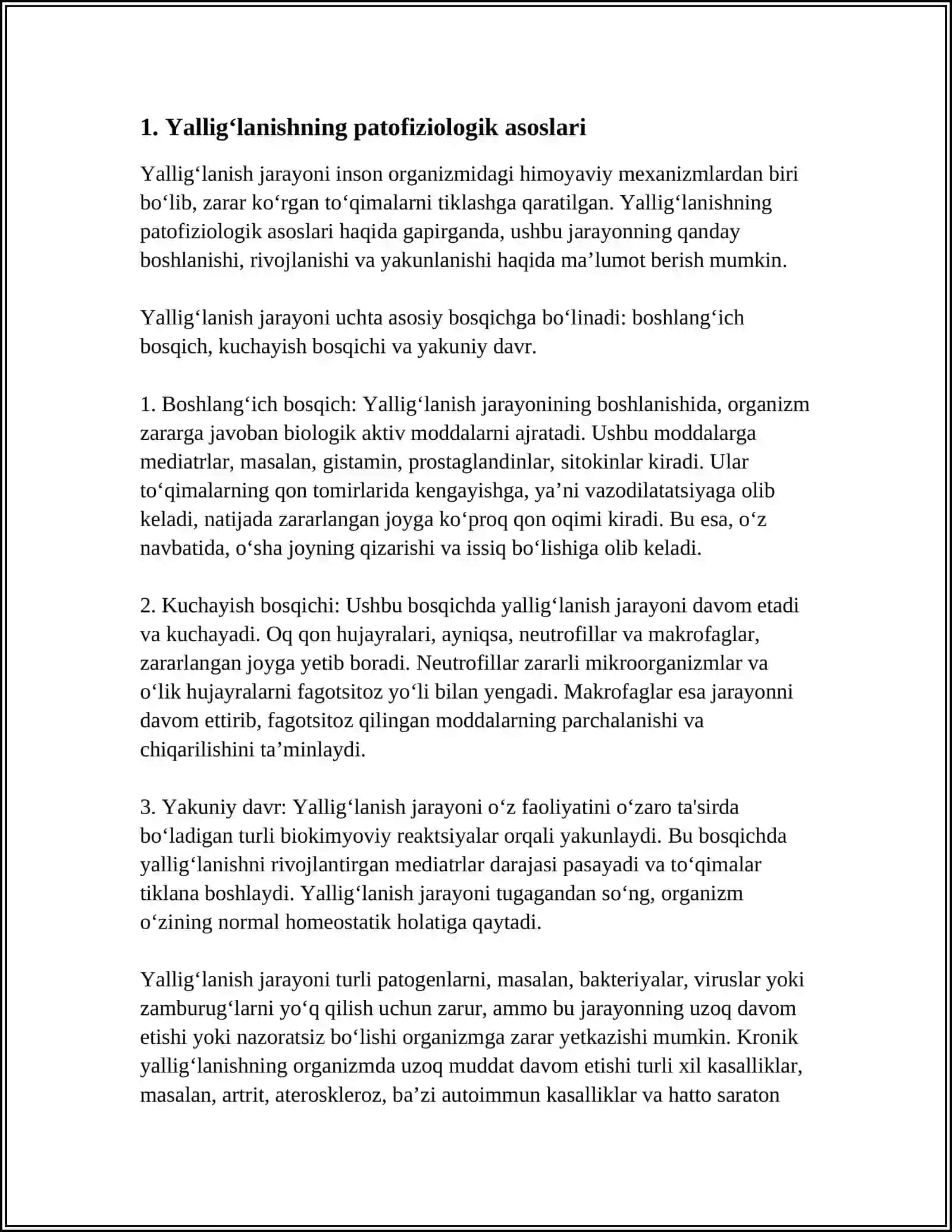 YALLIGʻLANISH PATOFIZIOLOGIYASI 3
