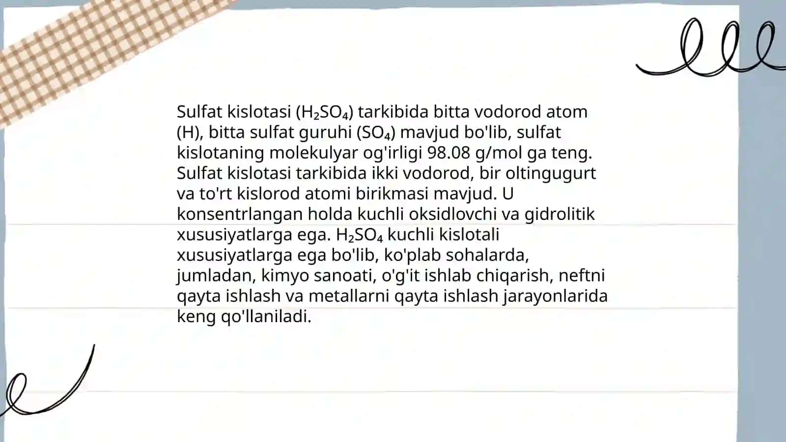 Sulfat kislotasi (H₂SO₄) haqida maʼlumot 3