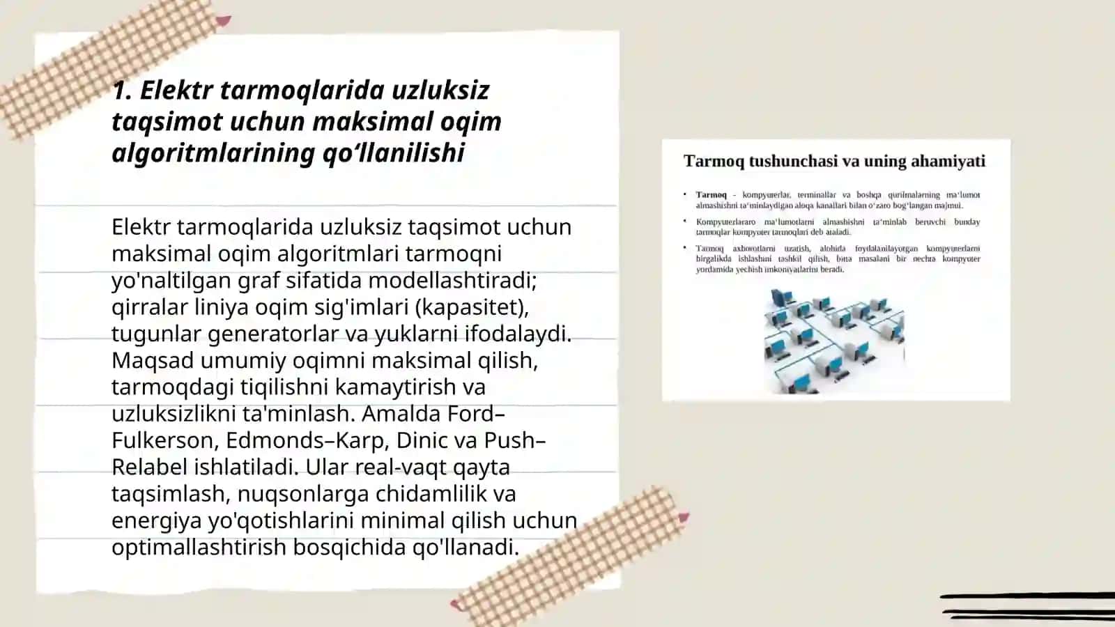 Tarmoqlanuvchi algoritmlar yordamida energetikaning optimallashtirish masalalari 3