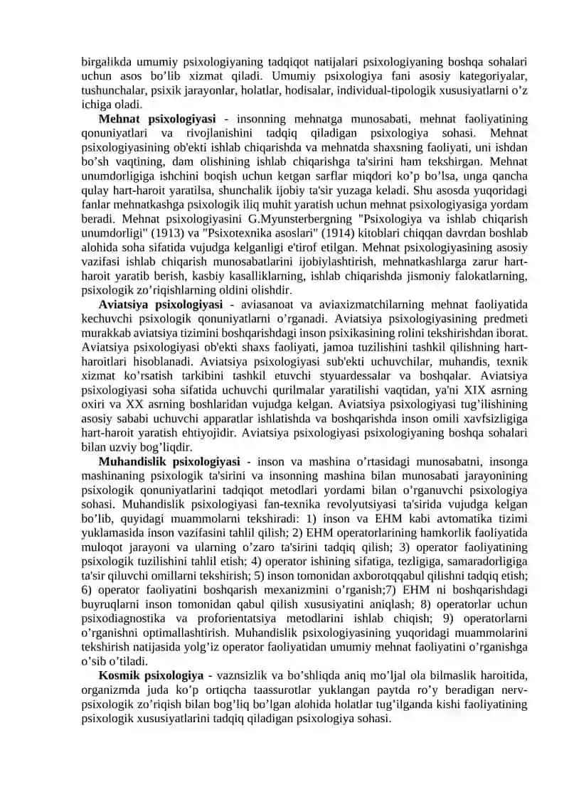 MAVZU PSIXOLOGIYA FANINING PREDMETI, RIVOJLANISH TARIXI SOHALARI VA TADQIQOT METODLARI 3