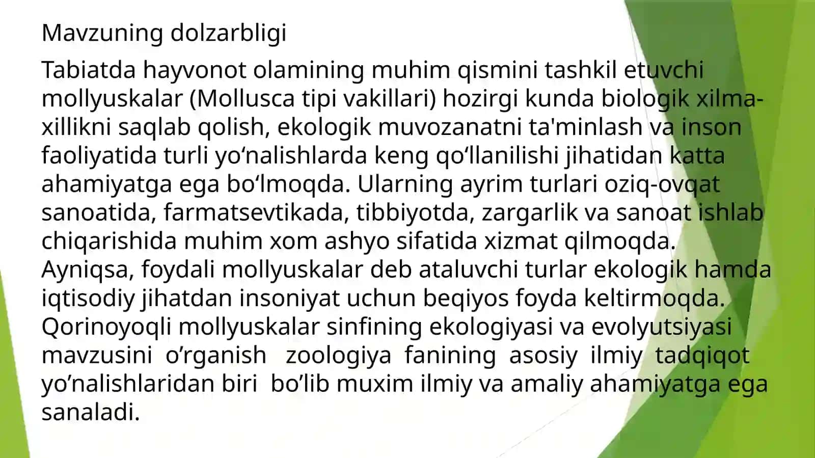 Foydali molyuskalar tarqalishi va ahamiyati 3