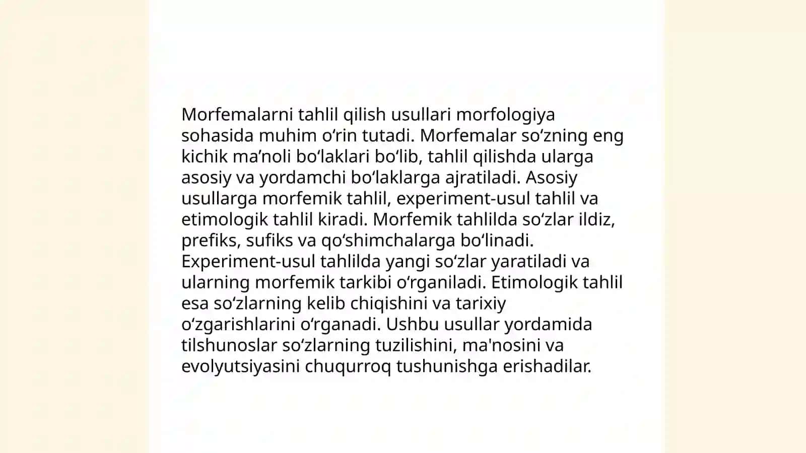 Lingvistik ma'lumotlarni (morfema, leksema, frazema, birikma va gap) kompyuter ta'minotiga kiritish, qayta ishlash 3