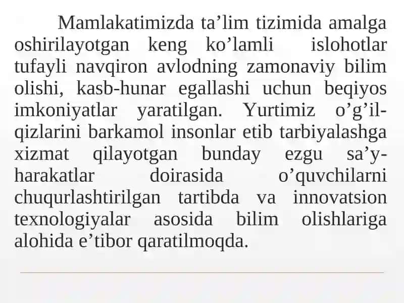 O'zbekiston Respublikasida ta'lim tizimi va ta'lim sohasidagi islohotlar 3
