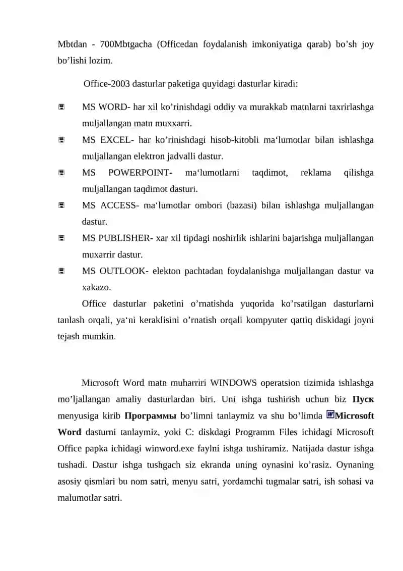 Microsoft Office dasturlar paketi 3