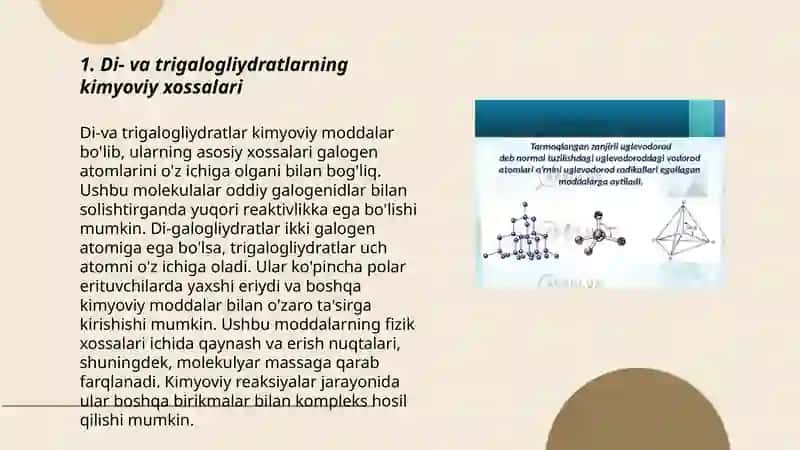 Uglevadarotlarning di- tri- va poligalogen hosilalari 3