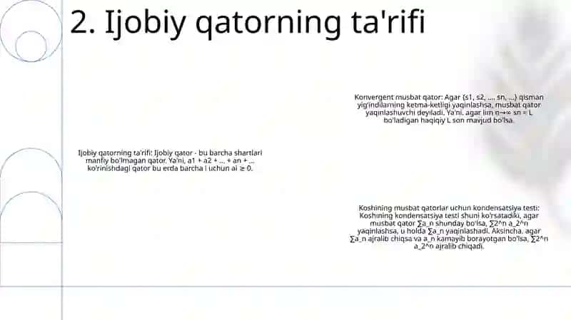 Musbat Hadli Qatorlar Va Ularning Yaqinlashish Alomatlari 3