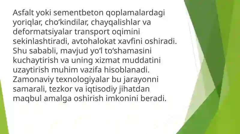 Mavjud yo‘l to‘shamasini kuchaytirishning zamonaviy texnologiyalari 3