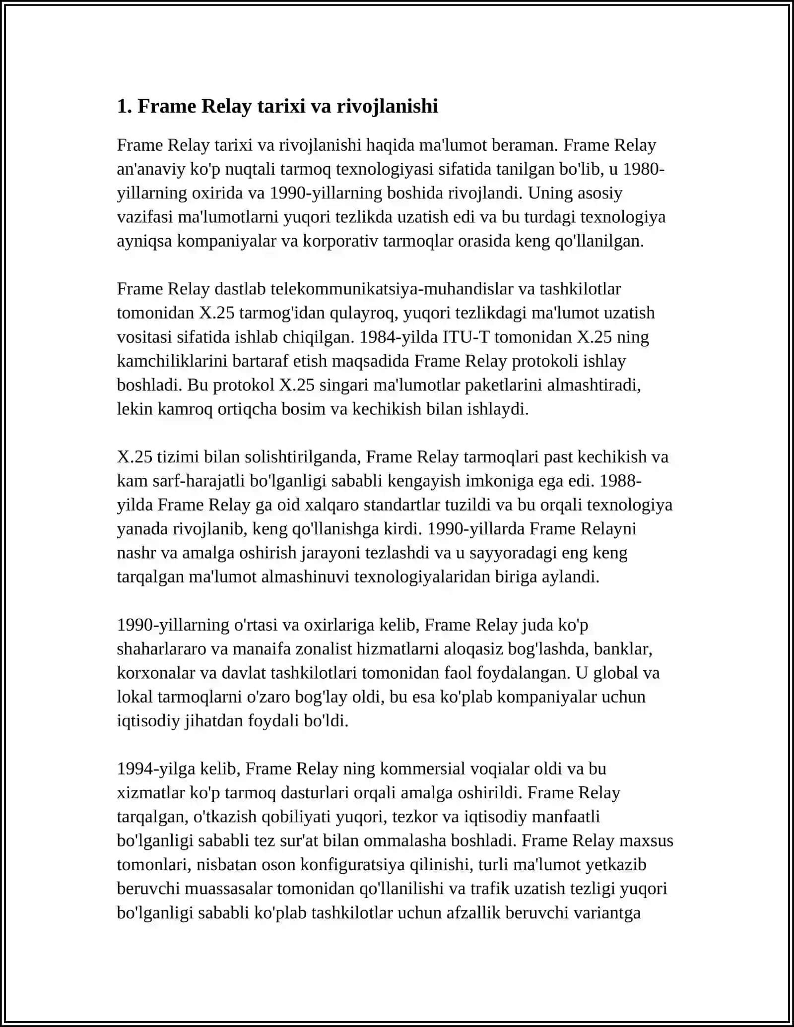 FRAME RELAY TEXNOLOGIYASI 3
