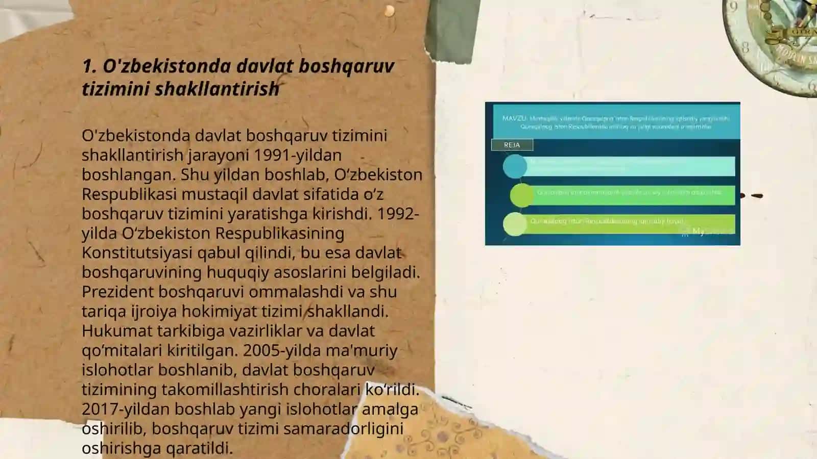 O'zbekistonning eng yangi tarixi fanidan tayyorlagan taqdimoti 3