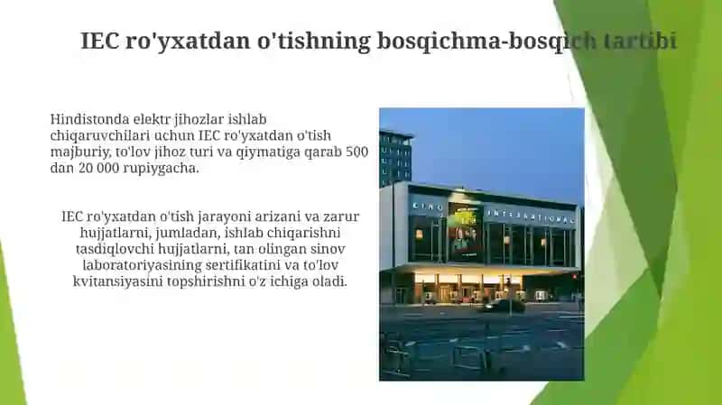 Xalqaro elektro texnika komissiyasi (IES)faoliyati davlat ro‘yxatidan o‘tkazish tartibi 3