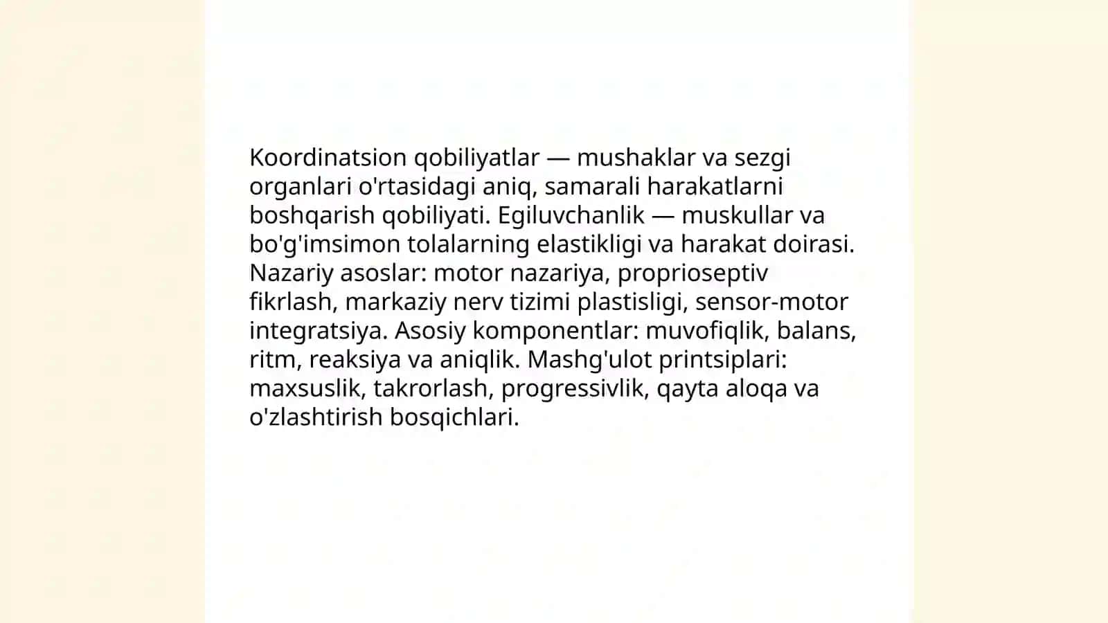 Koordinatsion qobiliyatlar va egiluvchanlikni tarbiyalash 3