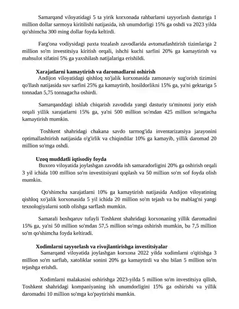 Boshqaruv samaradorligini oshirish loyihalarini iqtisodiy asoslash 3