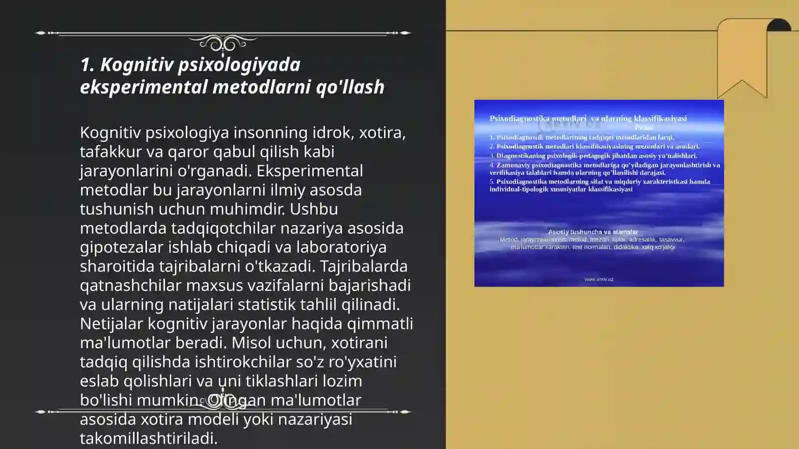 Psixologiyaning turli soxalarida eksperimental metoddan foydalanish 3