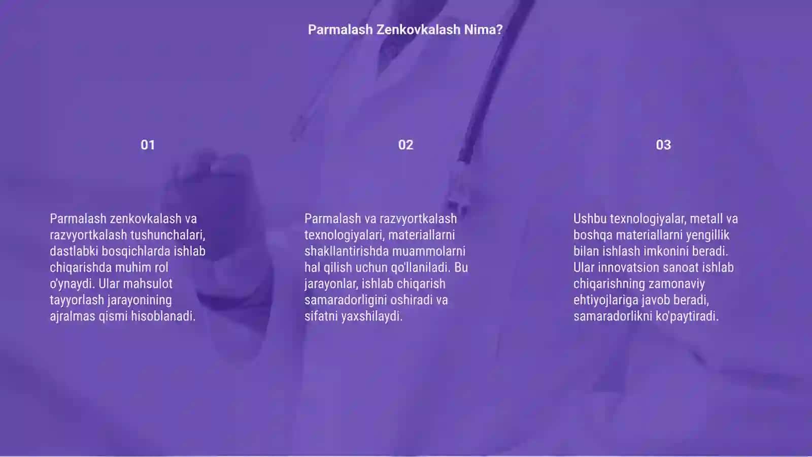 Parmalash zenkovkalash va razvyortkalash 3
