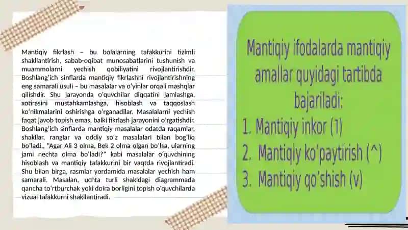 Mantqiy fikrlashga oid masalalar ustida ishlash 3